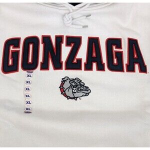 Men’s White Gonzaga Bulldogs Hoodie Sweatshirt Front Pockets Champs Size XL
